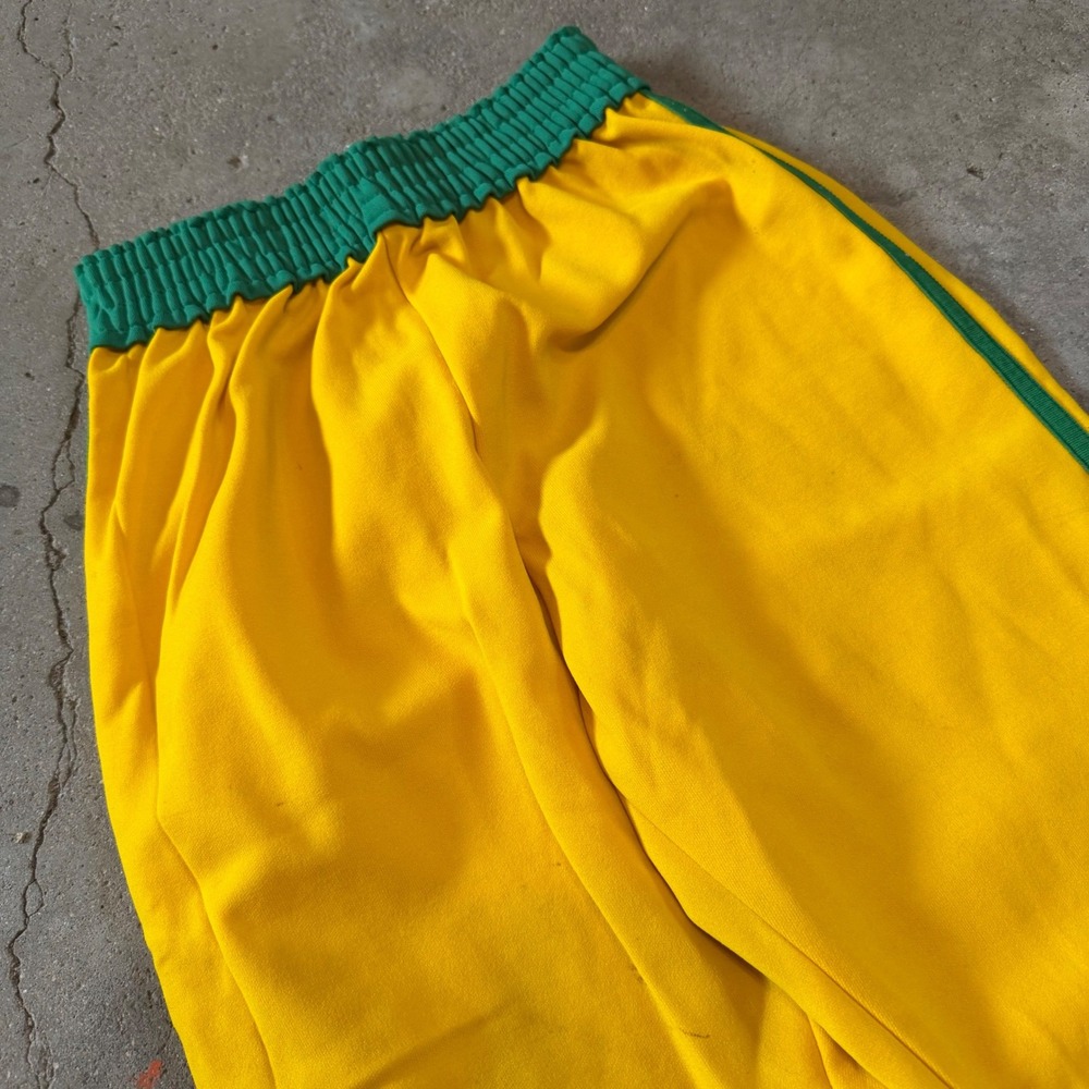 Vintage 70s De Long Football Pants Men Large Yellow Green Side Stripe Joggers - Picture 2 of 8